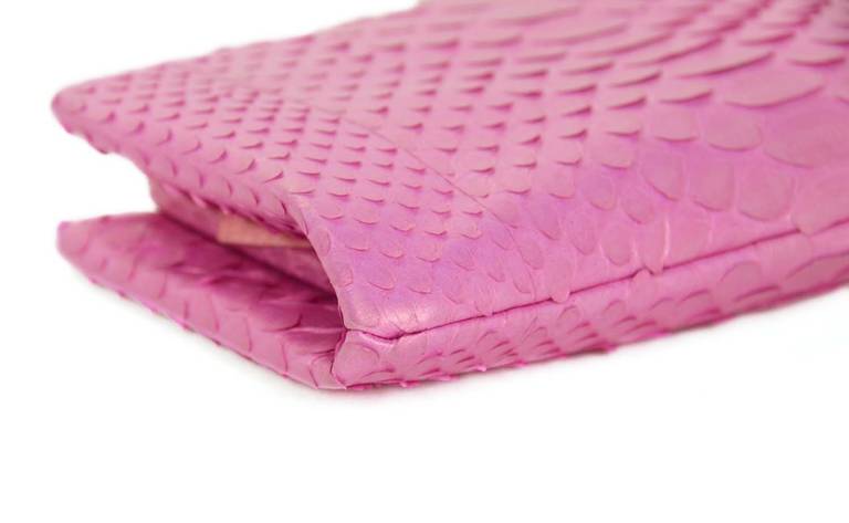 Chanel 2013 Pink Python Clutch Bag W Crystal Pushlock Rt.$3, 200 1