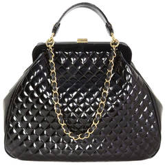 Chanel 2008 Black Quilted Polished Calf Leather Mademoiselle Frame Bag