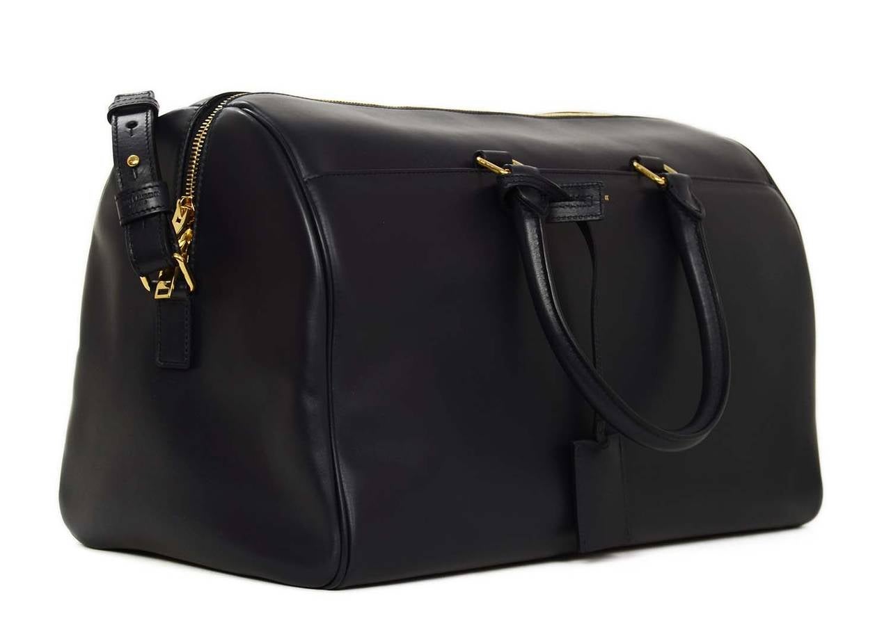 SAINT LAURENT Smooth Leather Navy Classic Duffle 12 Bag rt. $2650