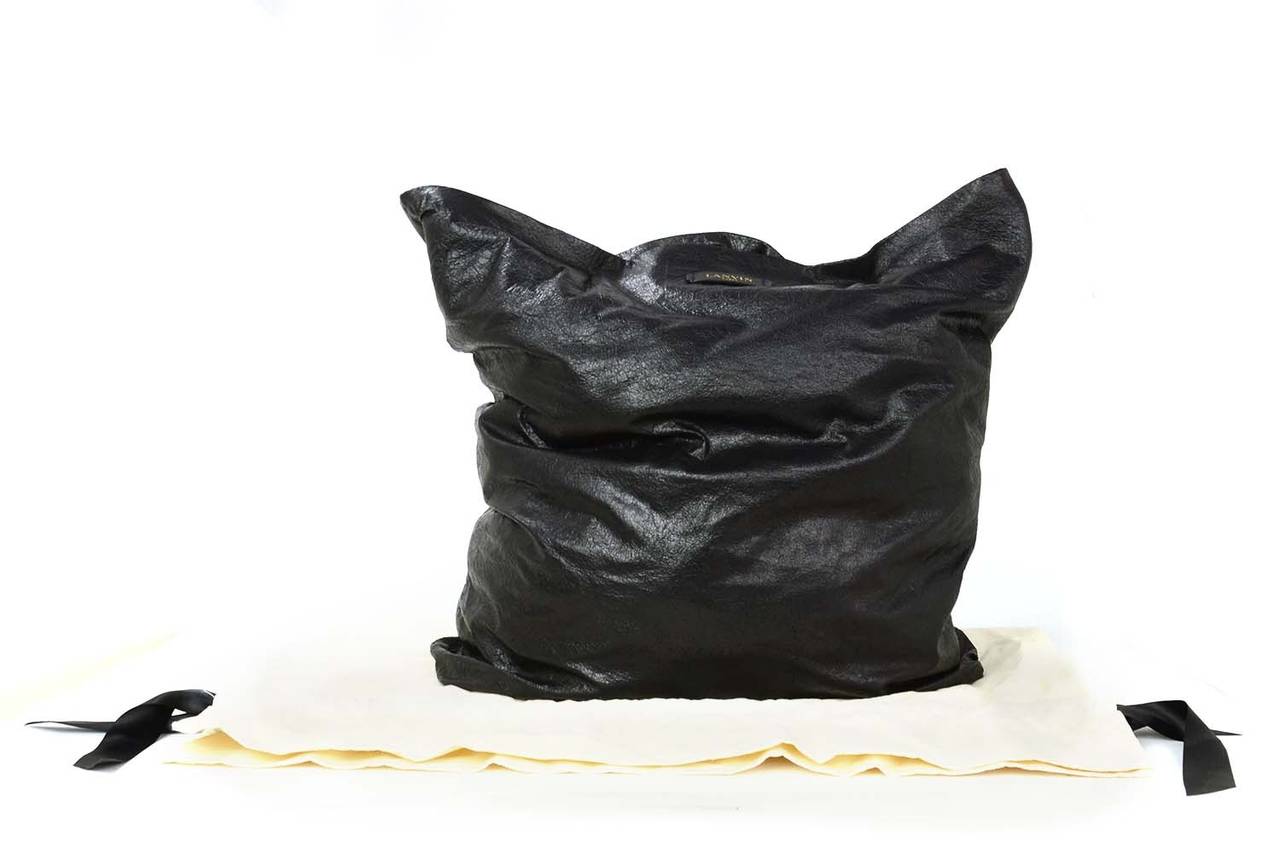 LANVIN Black Distressed Leather 