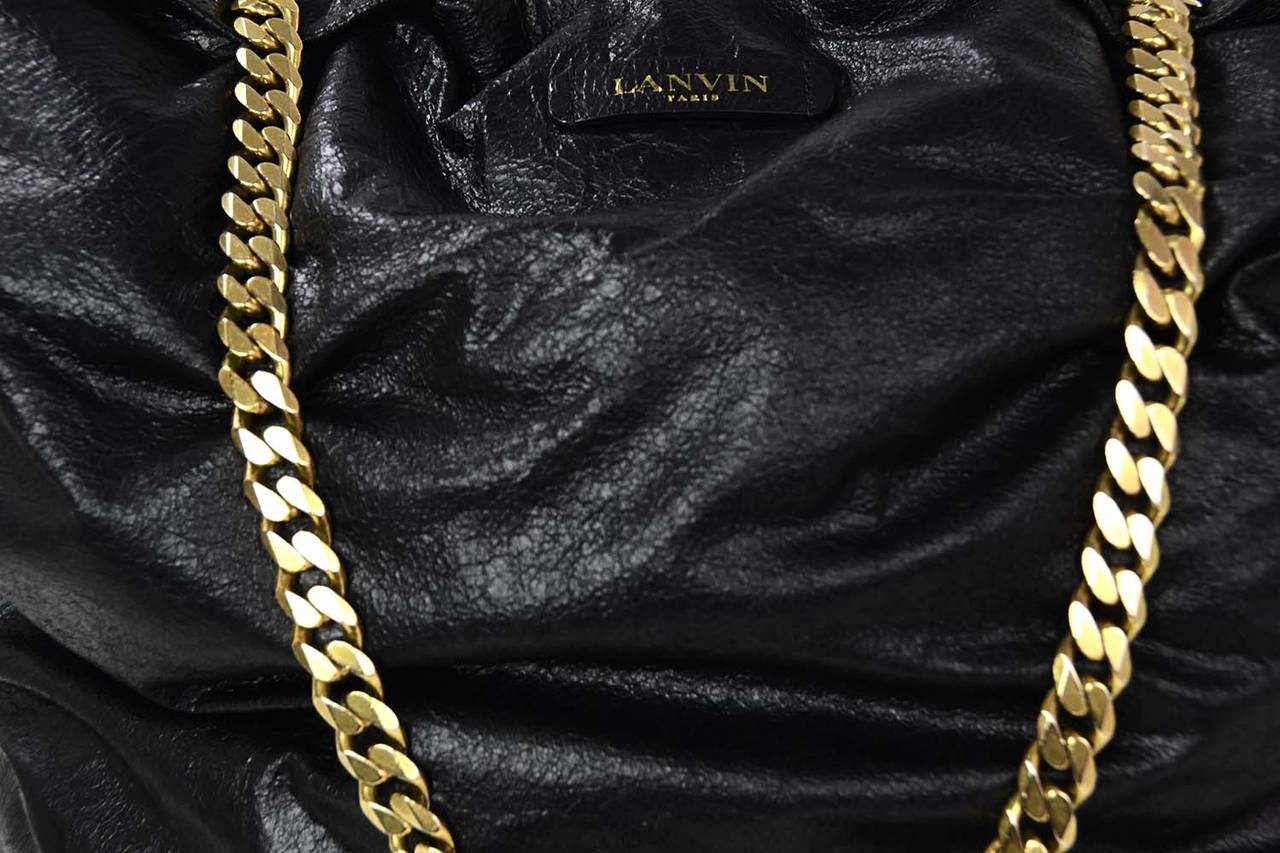 LANVIN Black Distressed Leather 