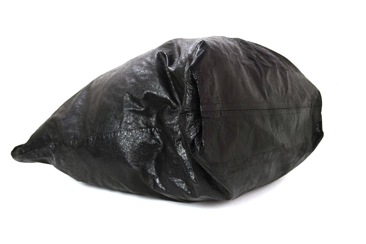 LANVIN Black Distressed Leather 