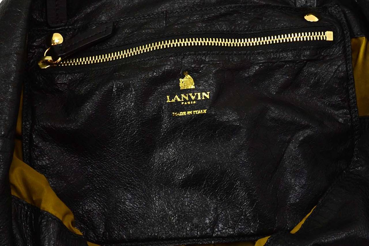 LANVIN Black Distressed Leather 