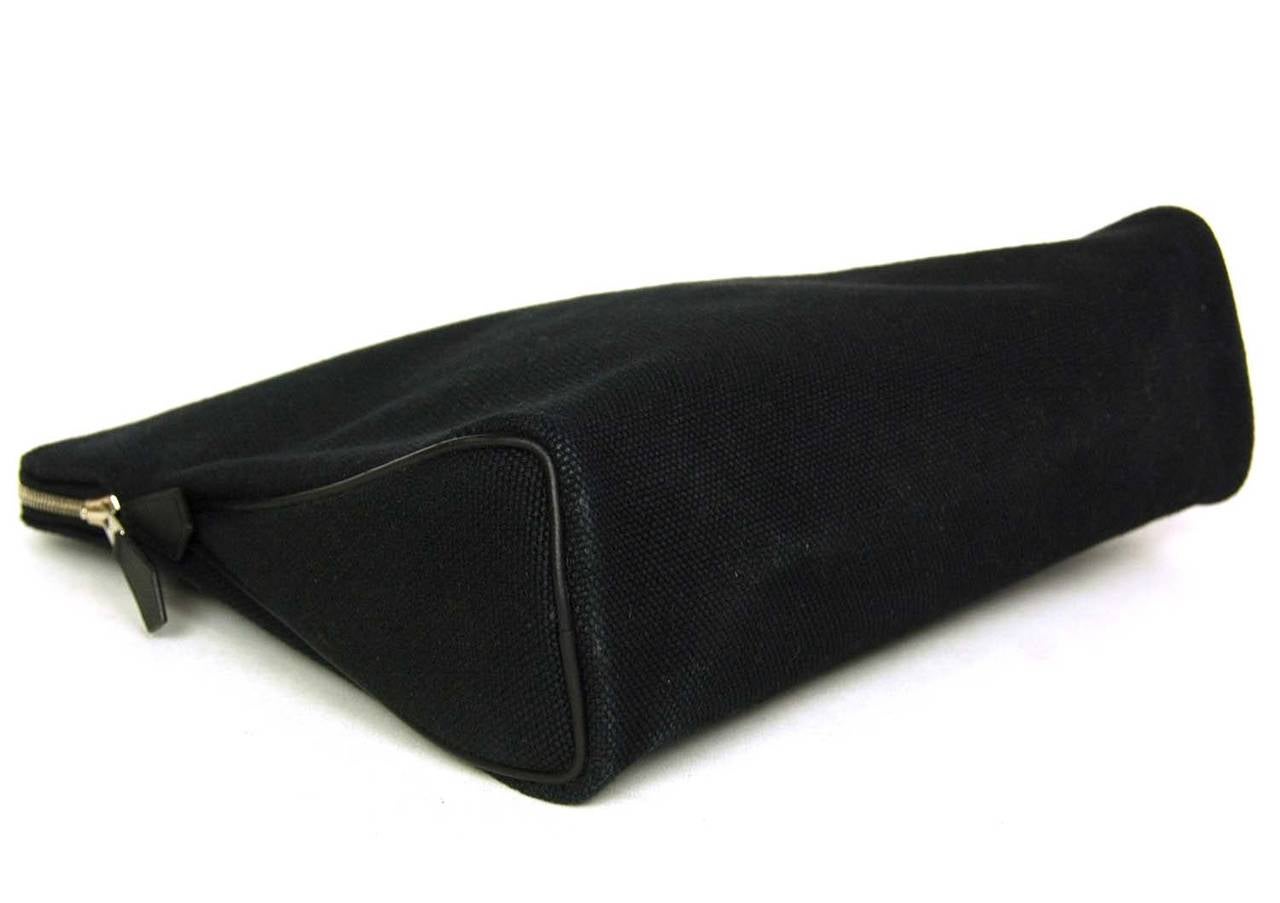 HERMES Black Canvas Cosmetic Toiletry Clutch Bag at 1stdibs