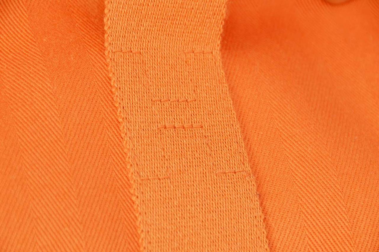 Women's or Men's HERMES Orange Canvas Valparaiso GM Bag W/Leather Flap