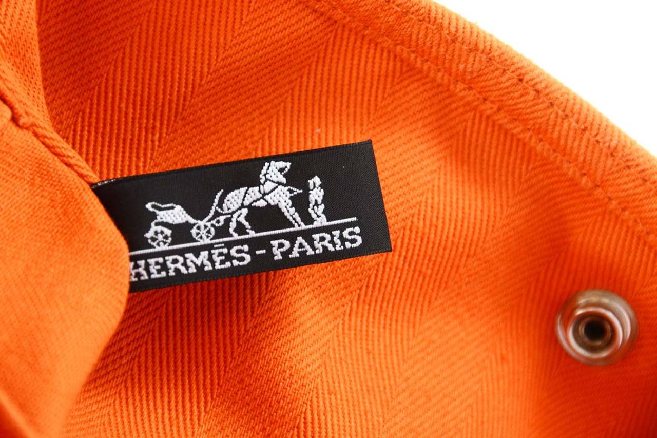 HERMES Orange Canvas Valparaiso GM Bag W/Leather Flap 1