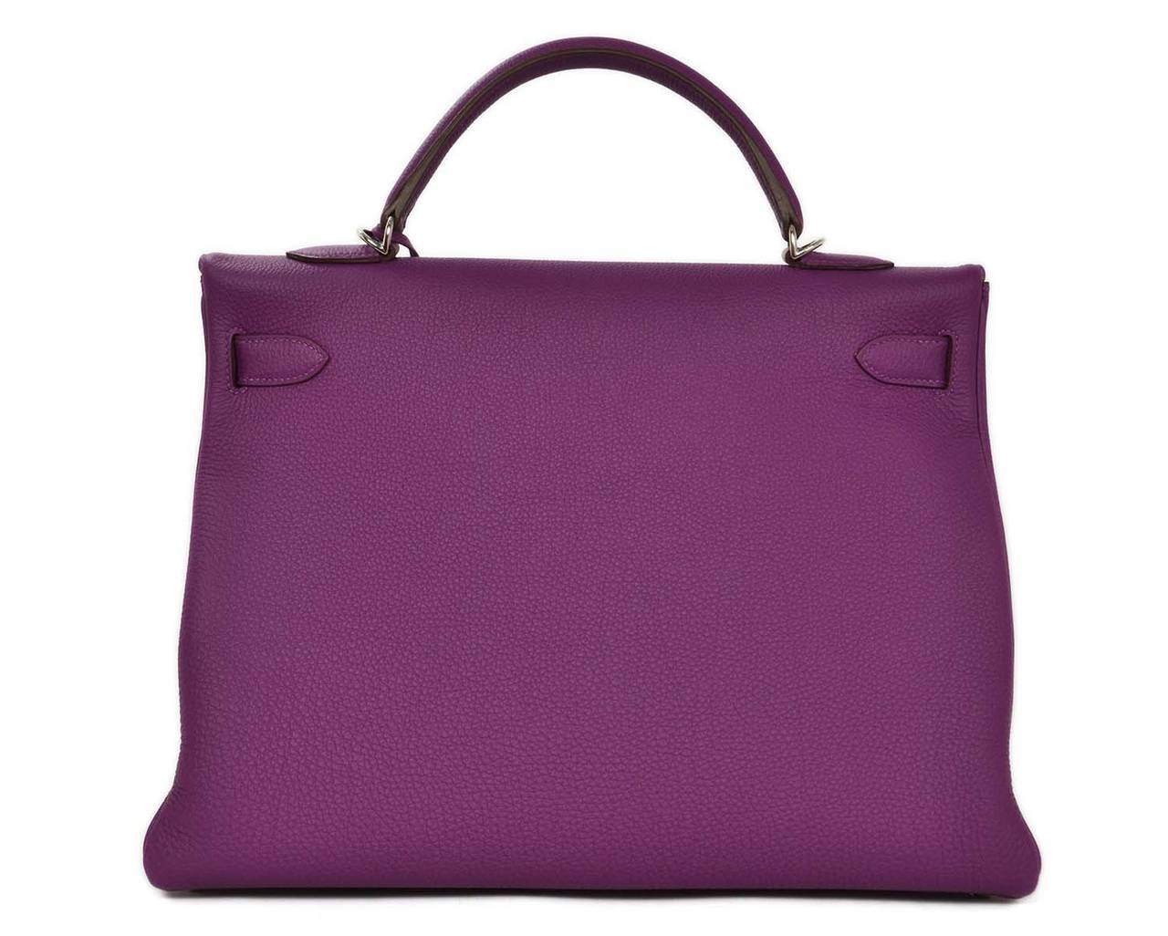 Women's or Men's Hermes New In Box 2014 Anemone Togo Leather 40cm Kelly Bag Phw
