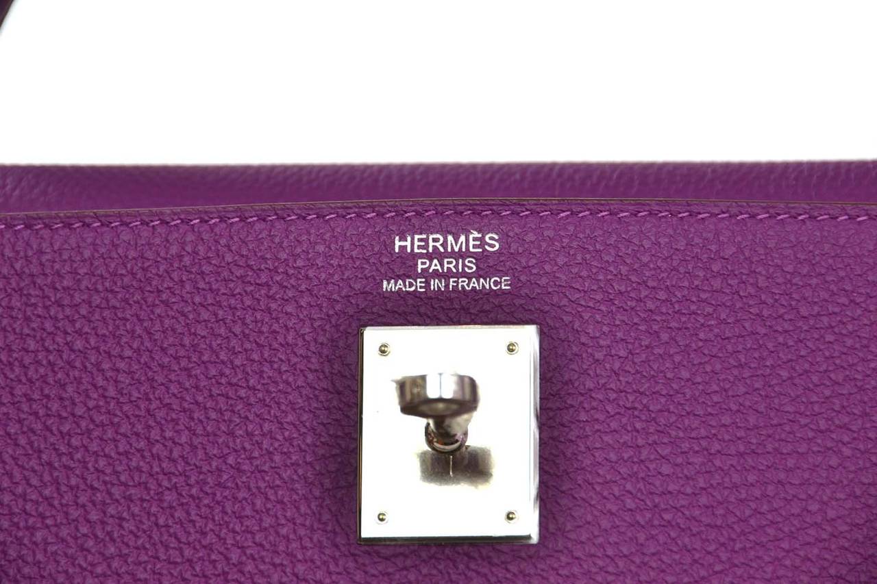 Hermes New In Box 2014 Anemone Togo Leather 40cm Kelly Bag Phw 1