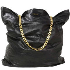 LANVIN Schwarze "Paper Bag" Tote aus Leder mit Kette rt. $1.747