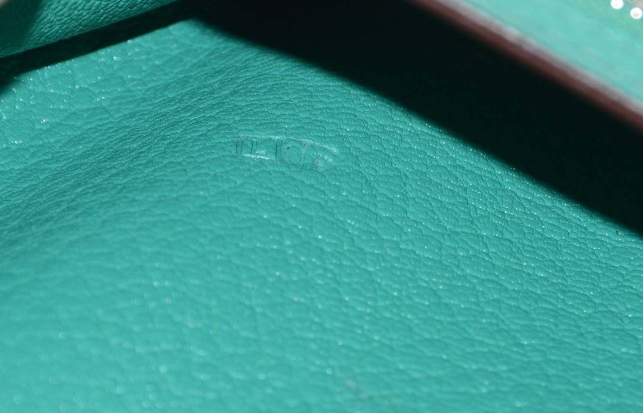 HERMES Turquoise Clemence Leather Vision II Zip Wallet Agenda 1