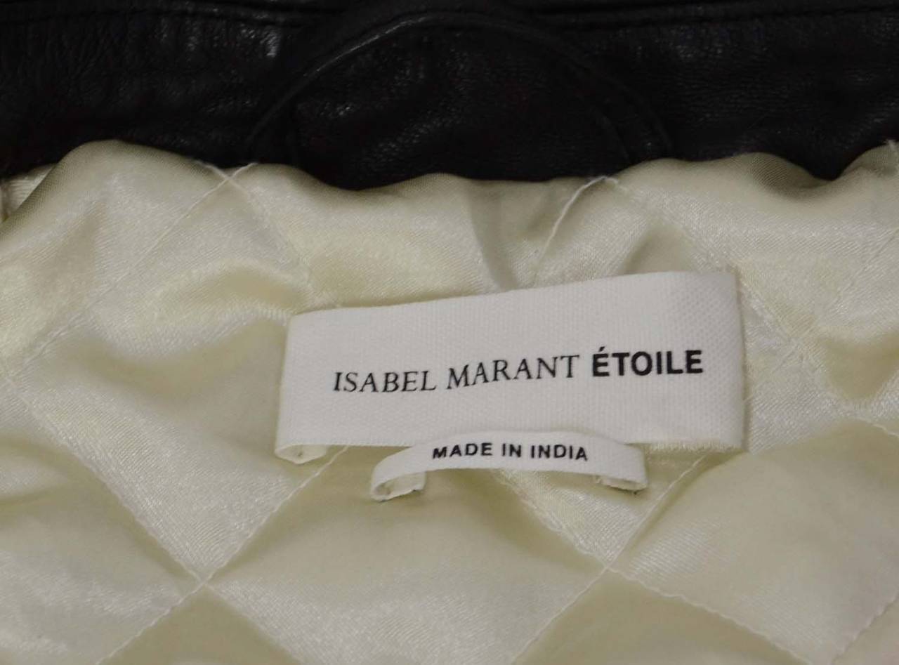ISABEL MARANT Etoile Black Leather Zip Moto Vest sz 40 1