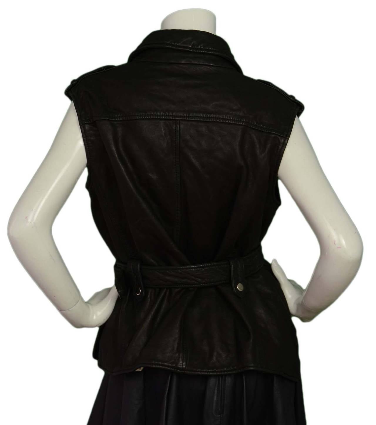 ISABEL MARANT Etoile Black Leather Zip Moto Vest sz 40 In Excellent Condition In New York, NY