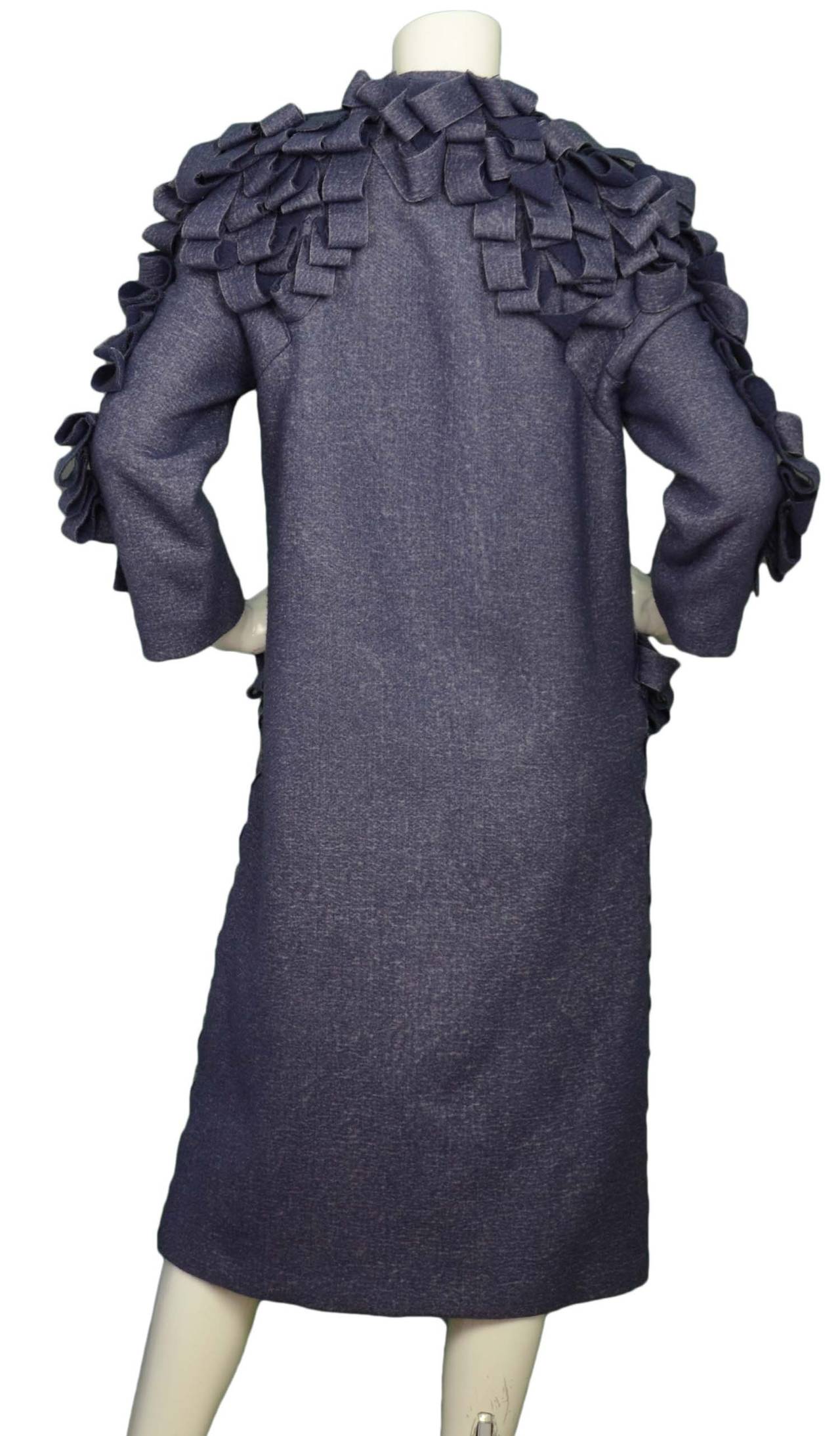 Black BOTTEGA VENETA Purple Wool/Cashmere Ruffle Ribbon Coat sz.40