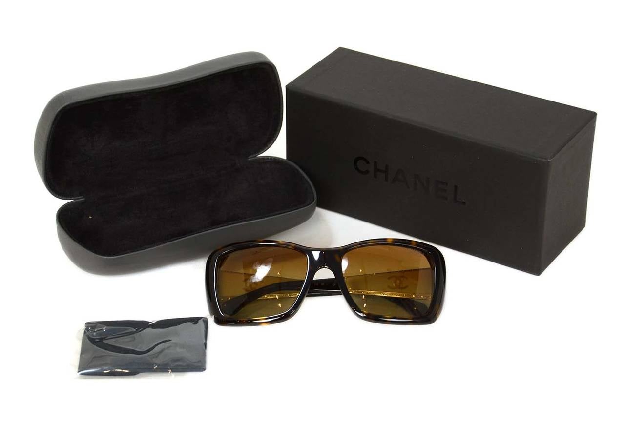 CHANEL NIB Tortoise Resin Bijoux Rhinestone Polarized Sunglasses rt. $1, 350 3