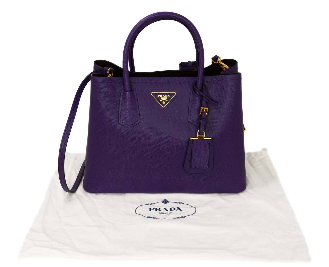 PRADA Viola Purple Saffiano Leather Tote Bag w/ Strap BN2775 rt. $2, 650 2