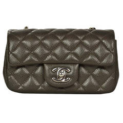 CHANEL Dark Brown/Olive Caviar Leather Extra Mini Classic Cross Body Bag