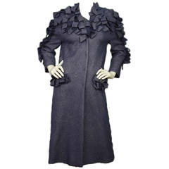 BOTTEGA VENETA Purple Wool/Cashmere Ruffle Ribbon Coat sz.40