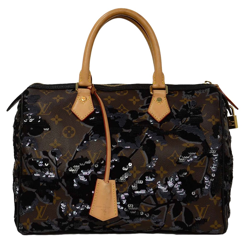 Louis Vuitton 2010 Monogram Fleur de Jais Sequin Speedy 30 Bag at 1stdibs