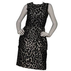 DOLCE & GABBANA Grey/Black Leopard Print Sleeveless Peplum Dress sz 40