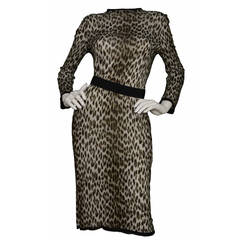 LANVIN NWT Brown Long Sleeve Leopard Print Dress w. Waist Band sz S rt. $990