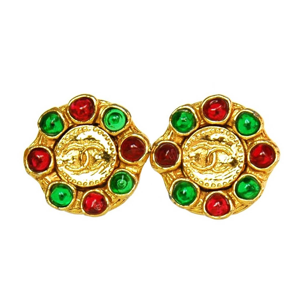 CHANEL Vintage '70s-'80s Gold & Gripoix Clip On Earrings