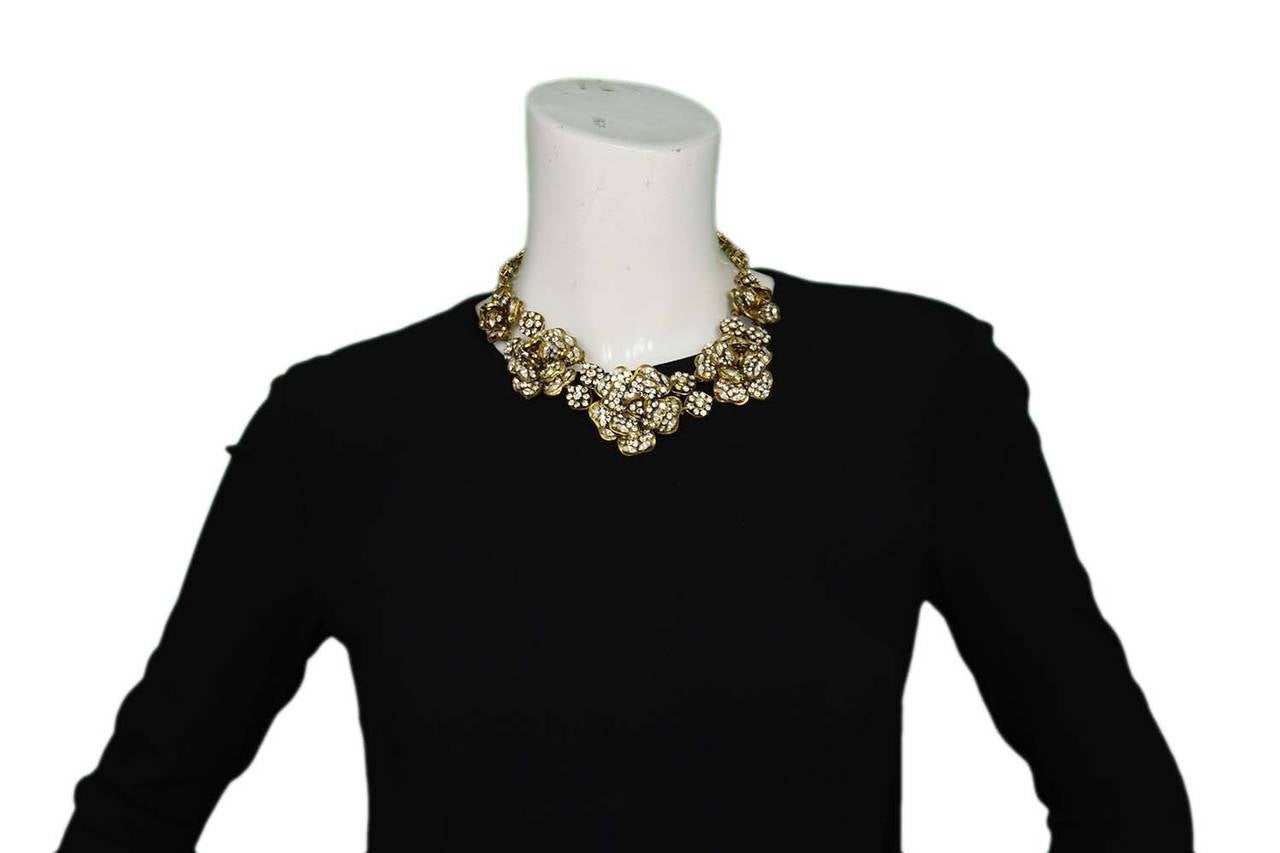 Chanel Vintage '70s Strass Crystal Camelia Necklace 1