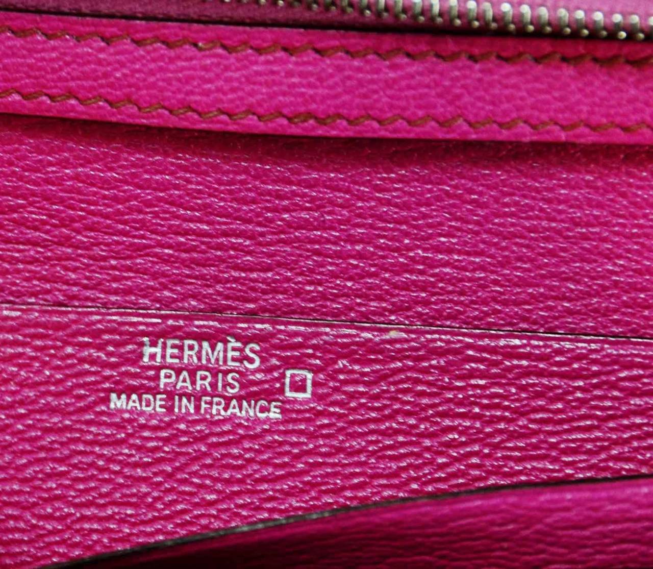 HERMES '05 Pink Rose Tyrien Glazed Alligator Bearn H Wallet PHW 1