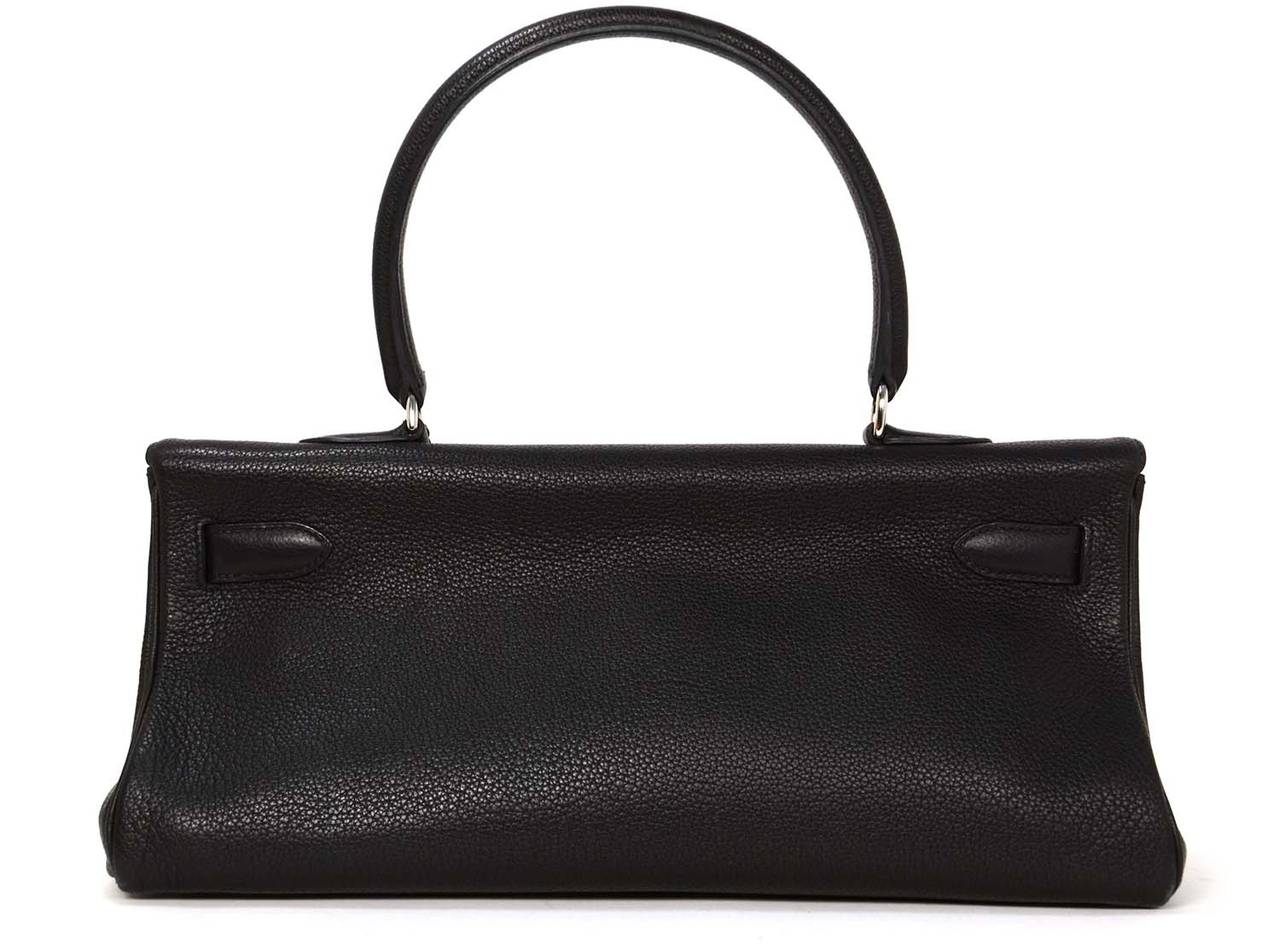 Hermes 2009 Black Clemence Leather 42cm Shoulder Kelly Bag In Good Condition In New York, NY