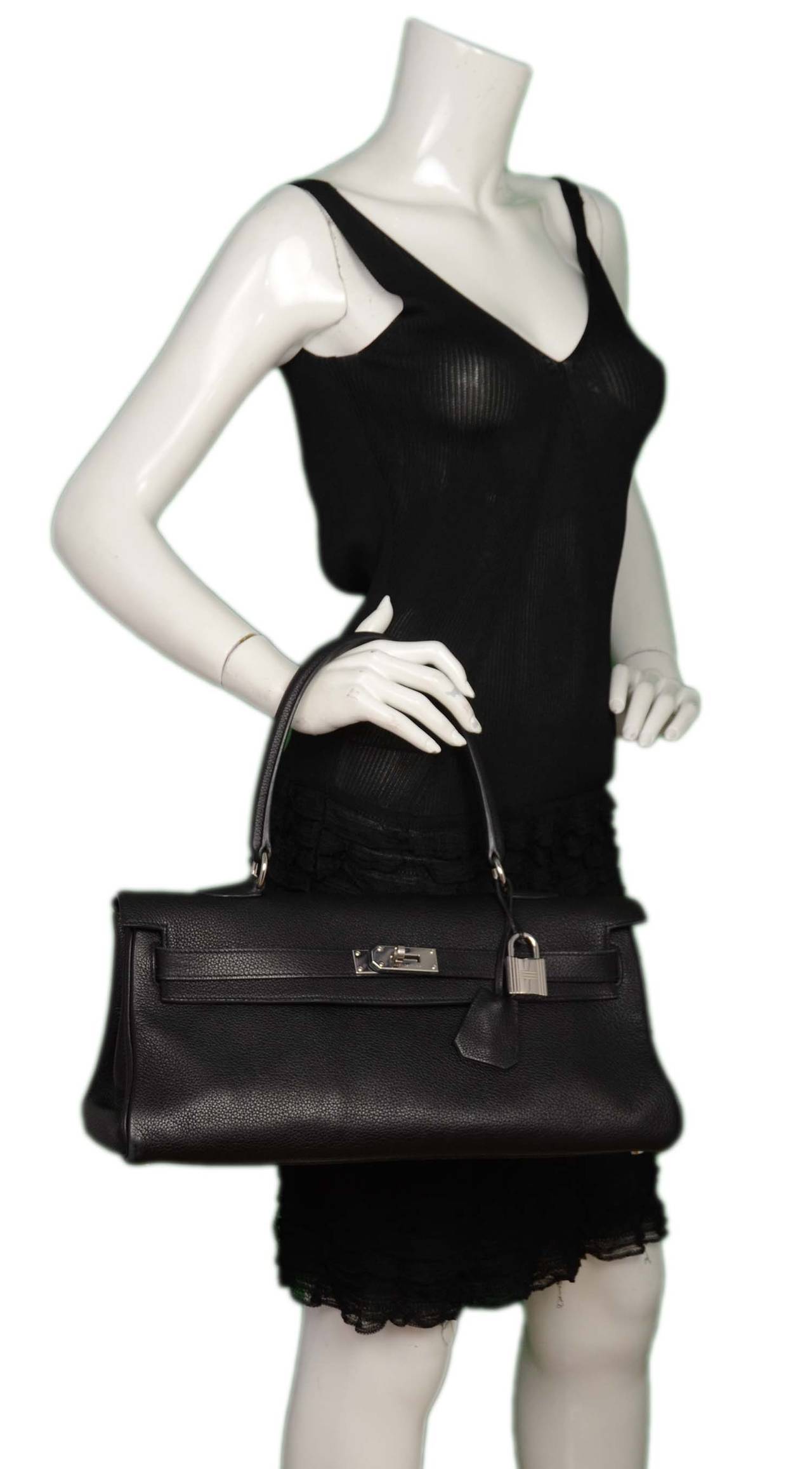 Hermes 2009 Black Clemence Leather 42cm Shoulder Kelly Bag 5