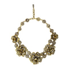 Chanel Vintage '70s Strass Crystal Camelia Necklace