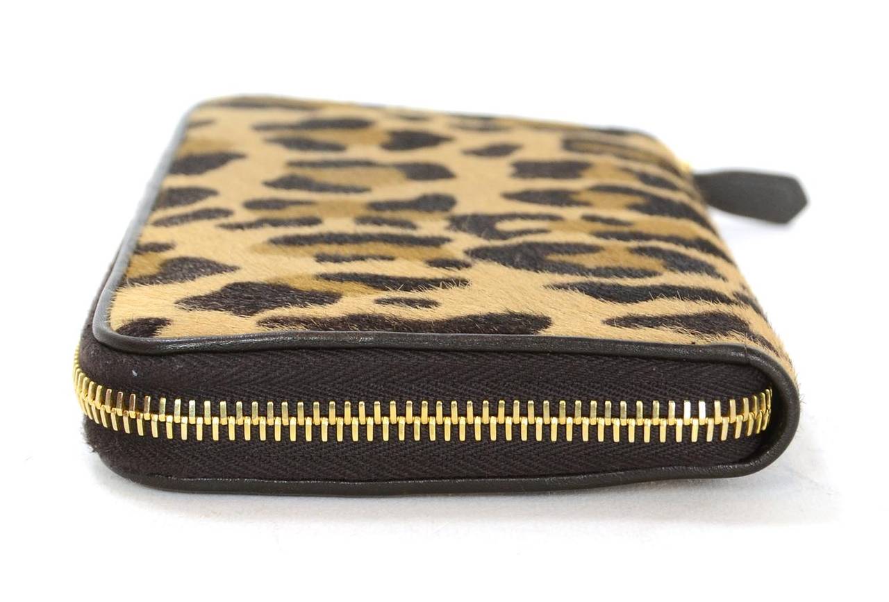 PRADA Leopard Print Pony Hair Zippy Wallet GHW 1