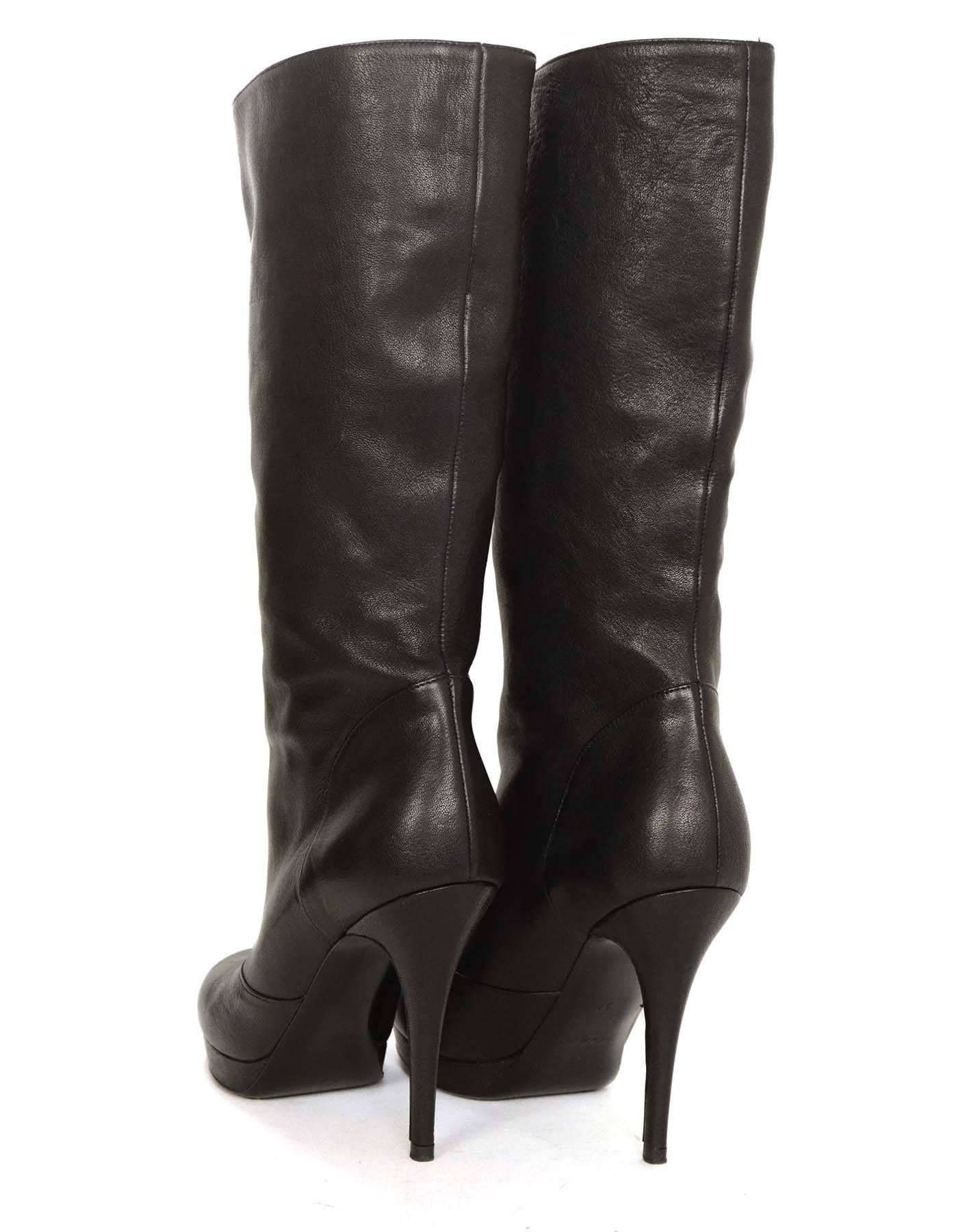 Yves Saint Laurent YSL Black Leather Boots sz 37 1