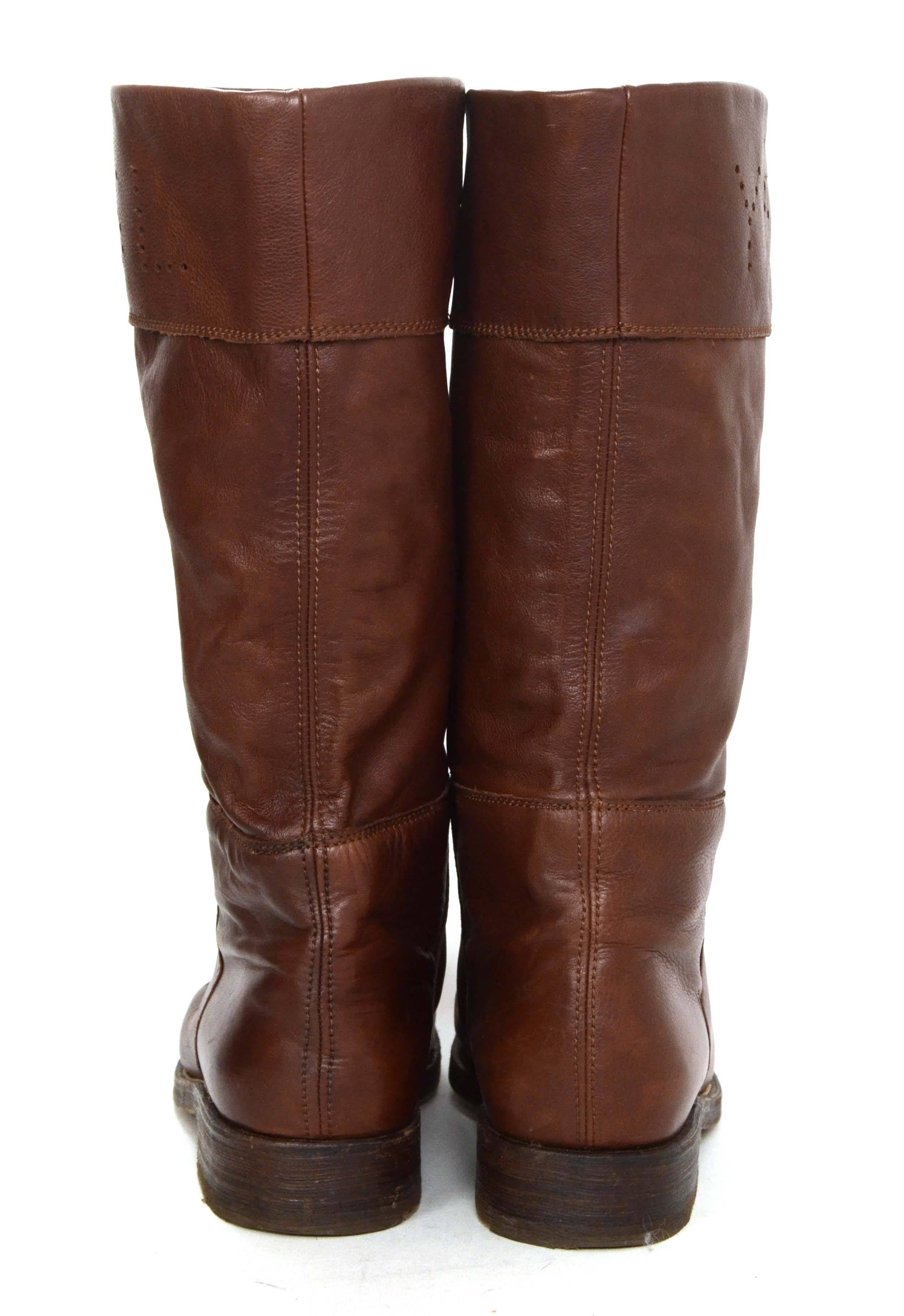 Yves Saint Laurent YSL Brown Leather Boots sz 40.5 1