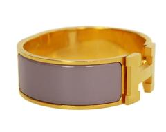 Hermes Purple & Gold Extra Wide Enamel H Clic Clac Bracelet PM