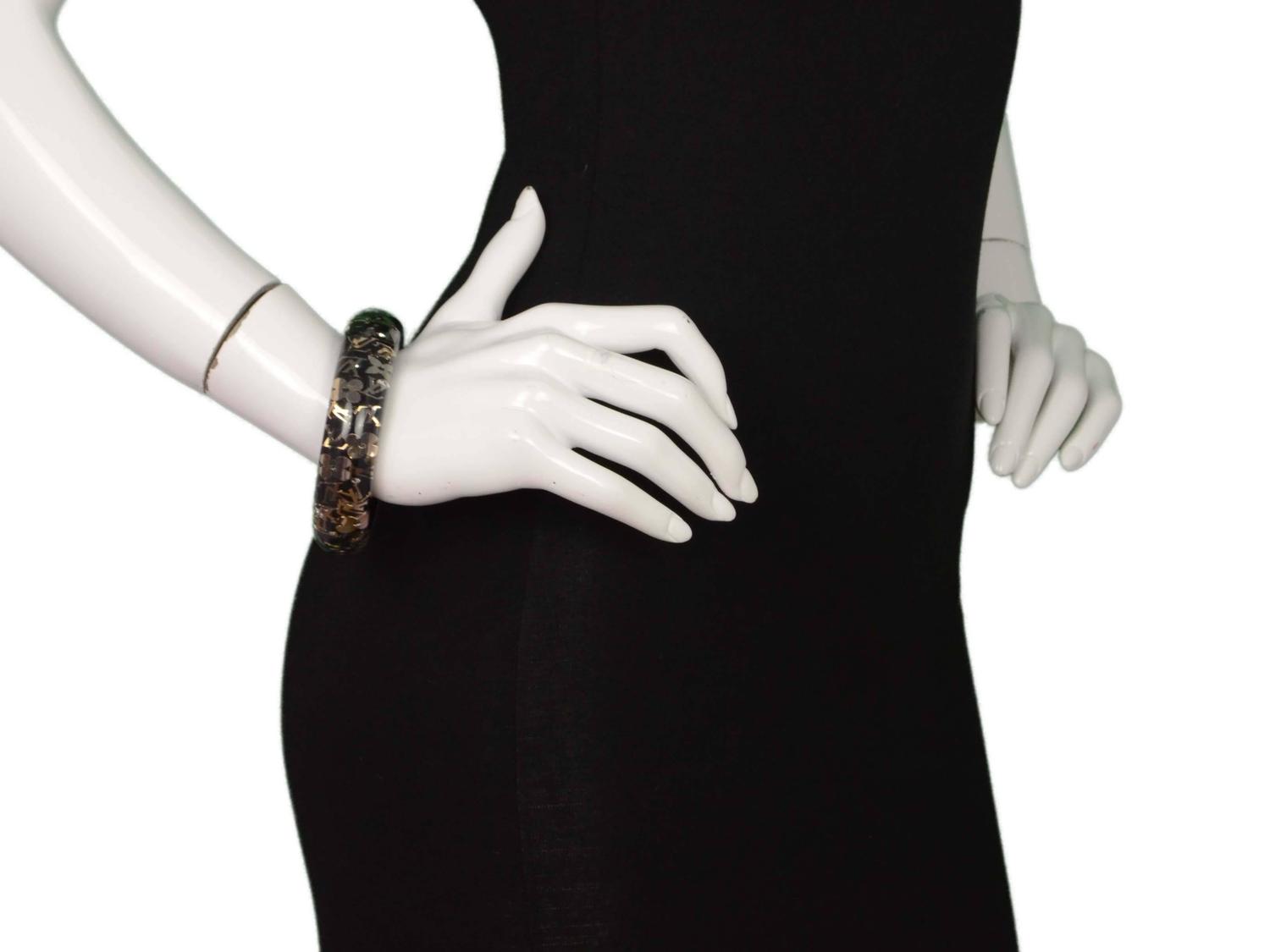 Louis Vuitton Black and Gold Resin Logo Bangle Bracelet For Sale at 1stdibs
