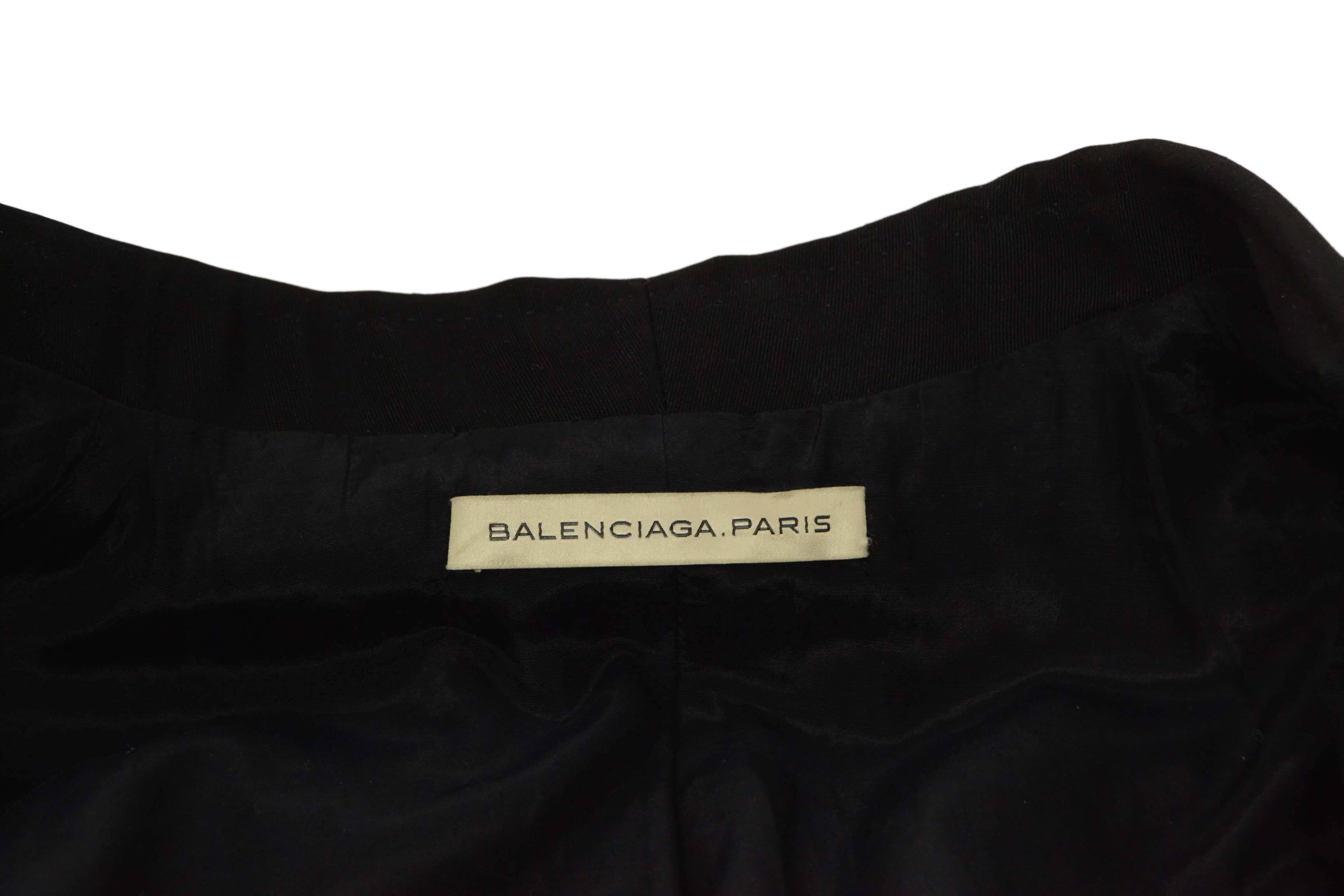 Women's Balenciaga Black Cropped Tuxedo Jacket sz 36