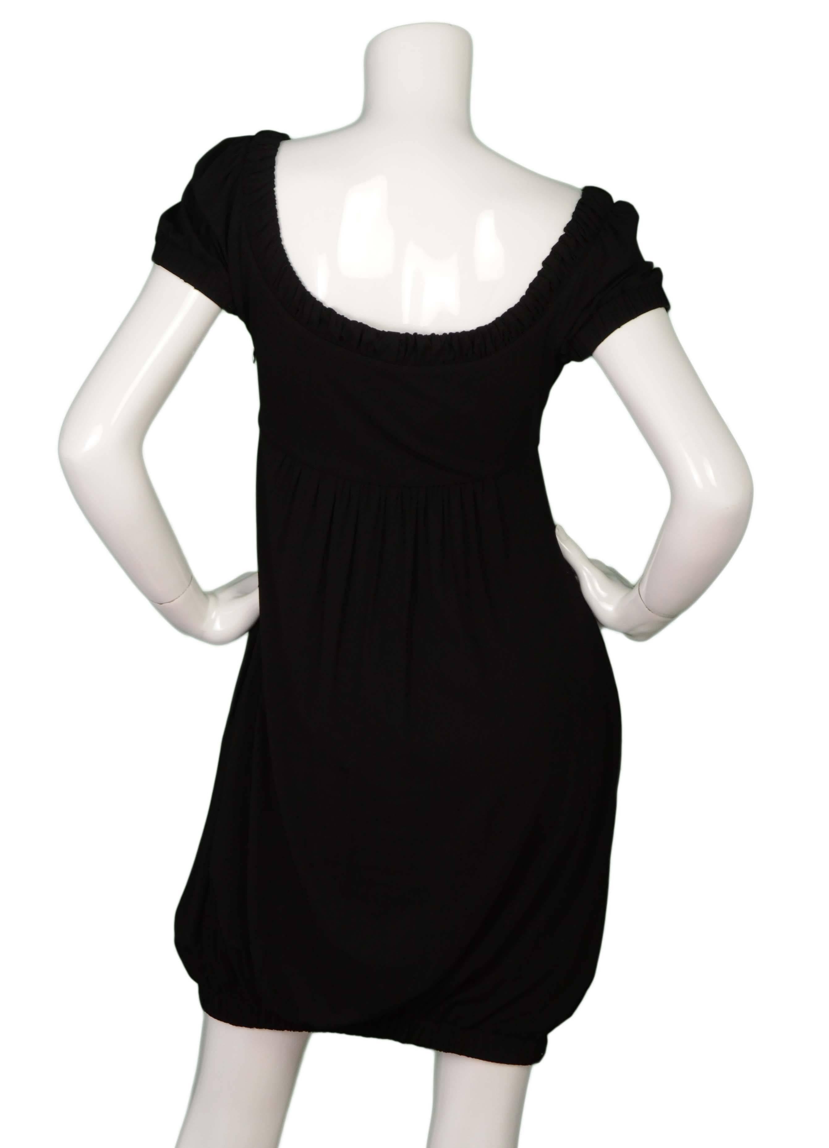 Fendi Black Empire Waist Short Sleeve Dress sz 42 In Excellent Condition In New York, NY