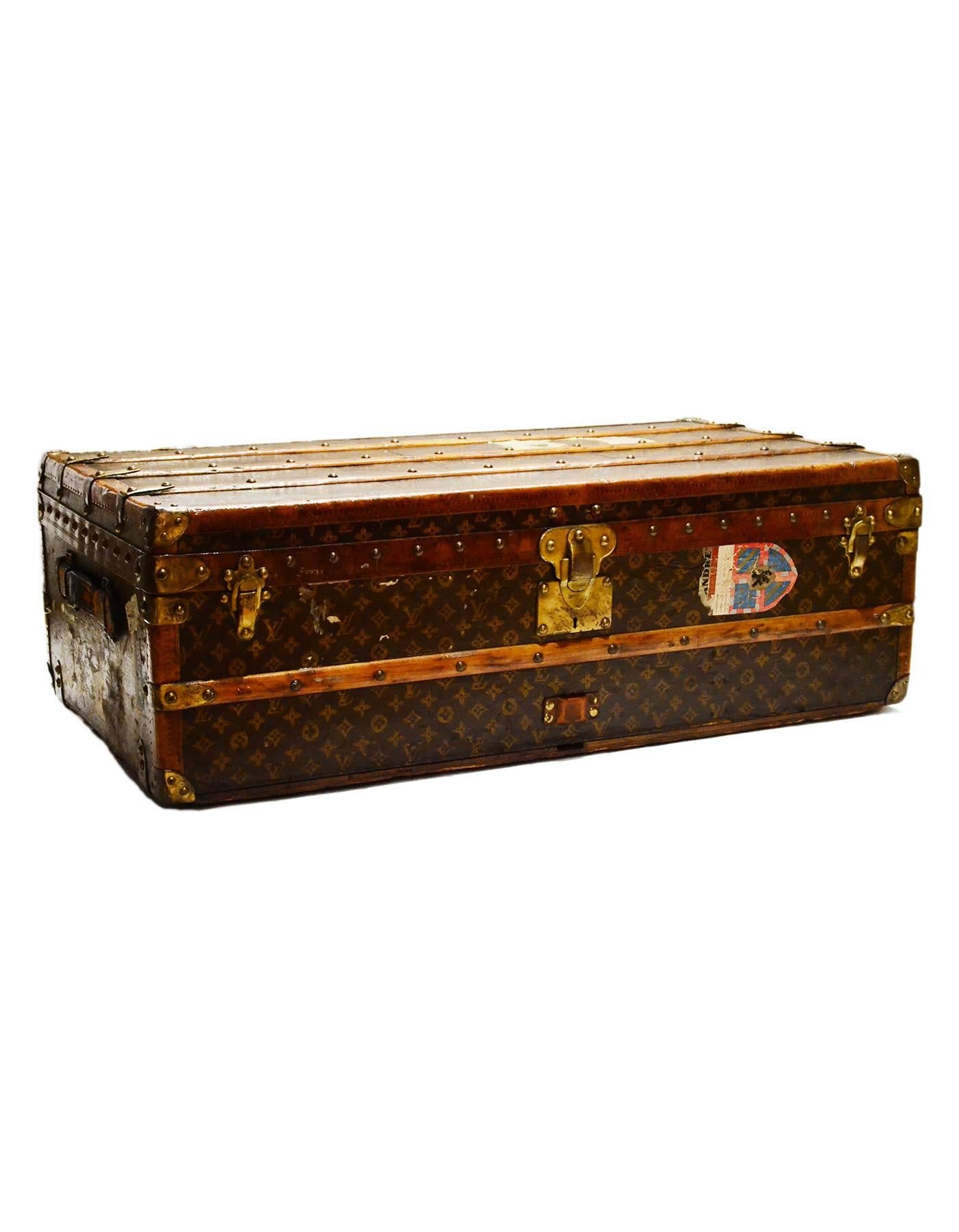 Louis Vuitton 1920's Vintage Monogram Rolling Trunk/Coffee Table w. Insert 