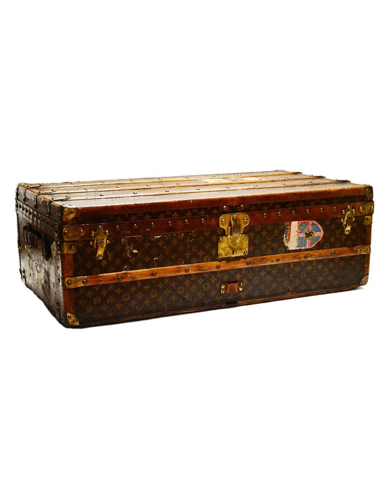 Louis Vuitton 1920's Vintage Monogram Rolling Trunk/Coffee Table w. Insert  at 1stDibs