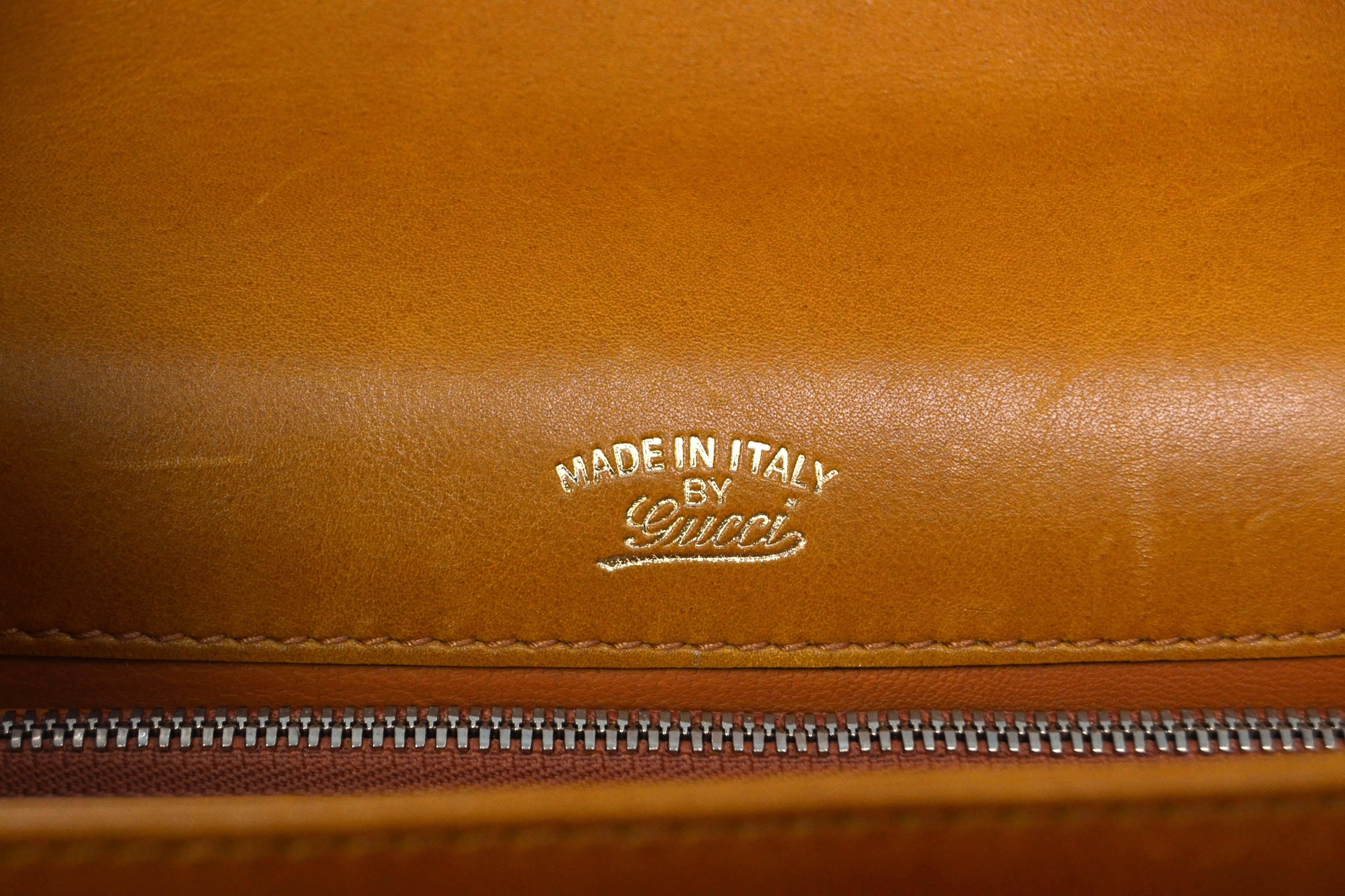 Women's Gucci Cognac Leather 1973 Medium Flap Shoulder Bag GHW