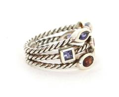 David Yurman Sterling & Multi-Colored Stone Confetti Ring sz 5