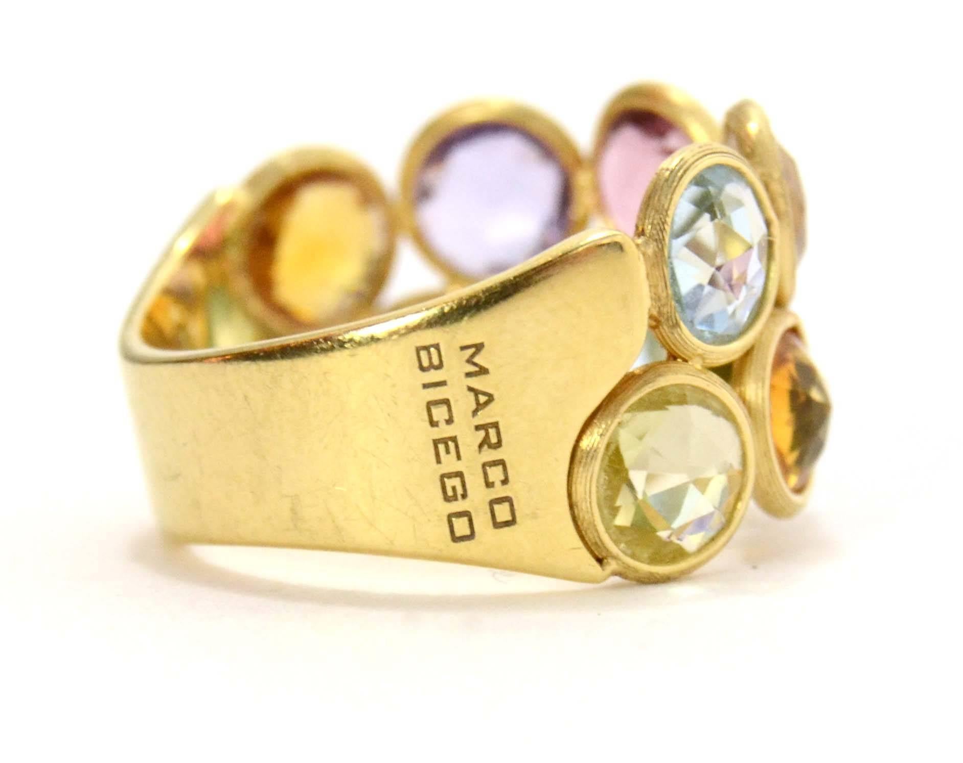 Marco Bicego 18k Gold & Multi-Colored Stone Jaipur Ring sz 6.5 In Excellent Condition In New York, NY