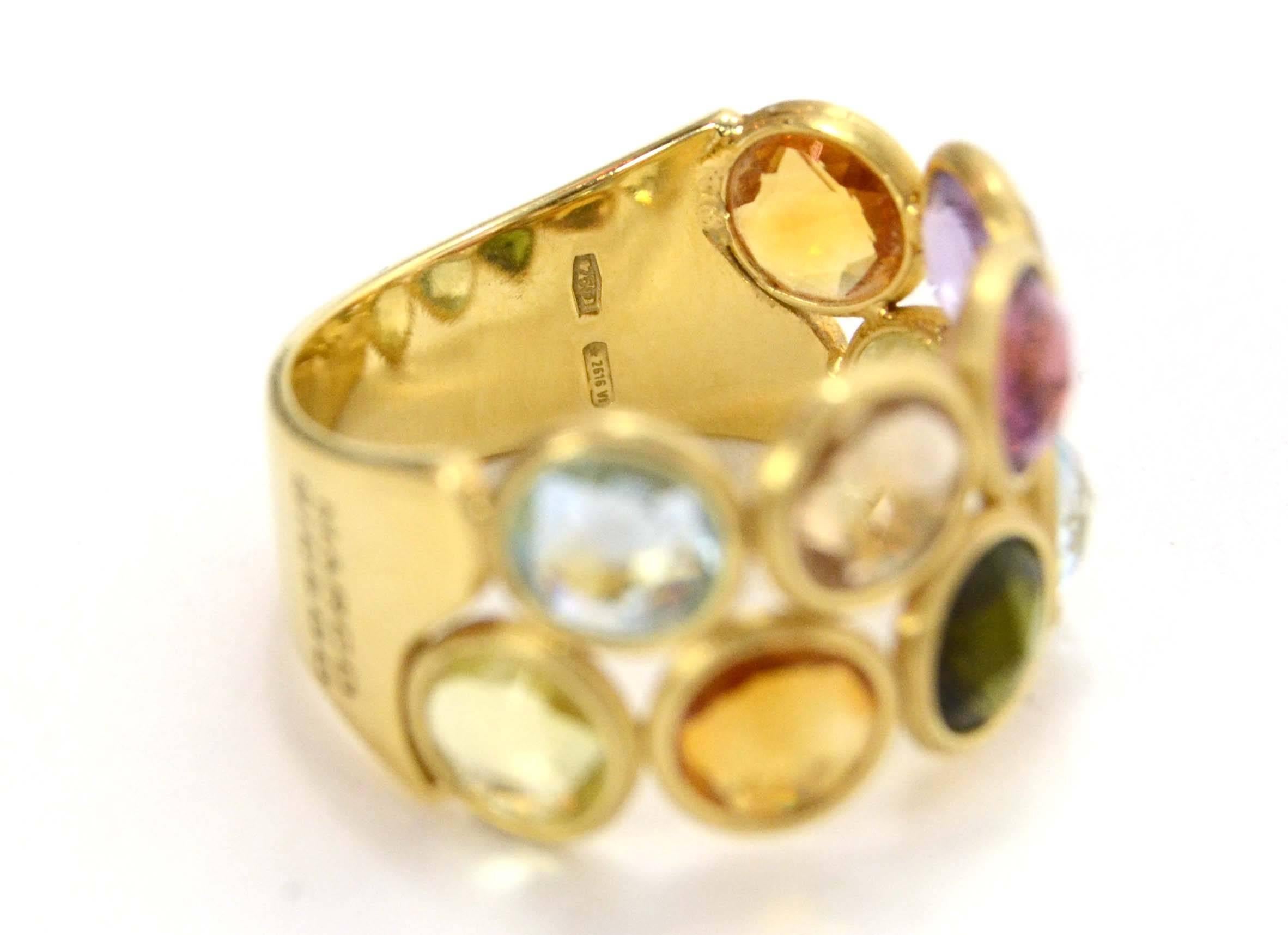 Women's Marco Bicego 18k Gold & Multi-Colored Stone Jaipur Ring sz 6.5