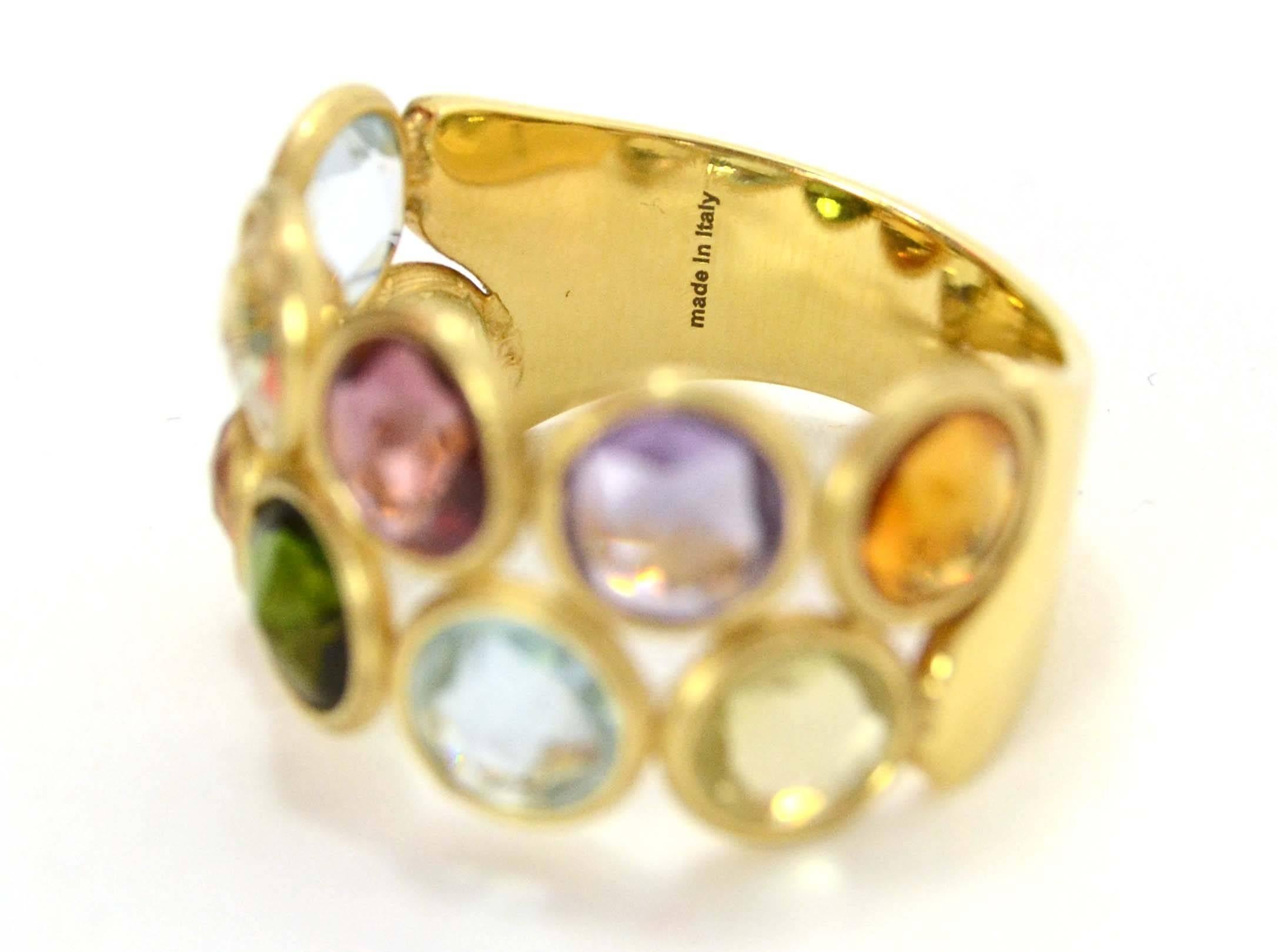Marco Bicego 18k Gold & Multi-Colored Stone Jaipur Ring sz 6.5 1