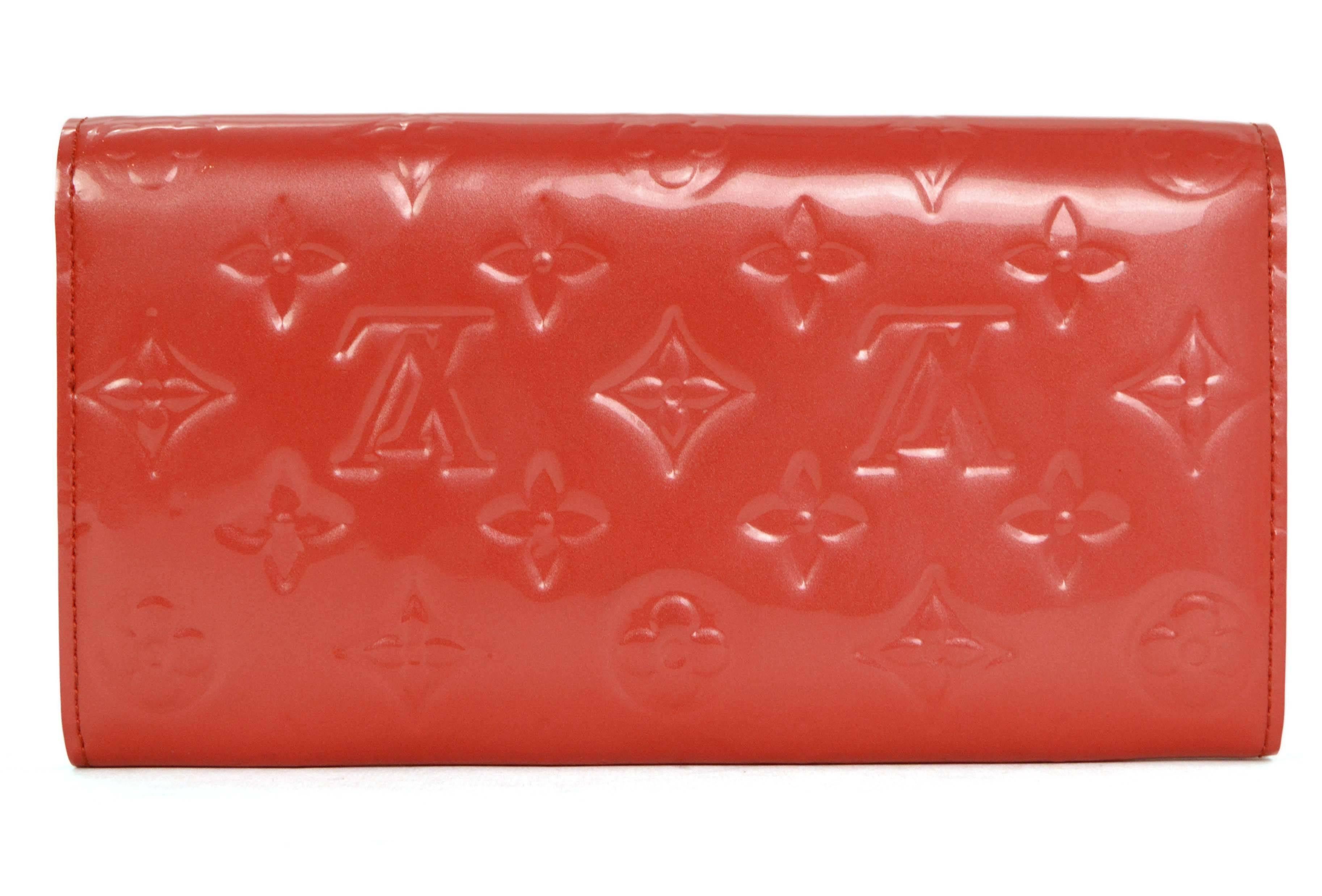 Orange Louis Vuitton Red Vernis Sara Wallet GHW