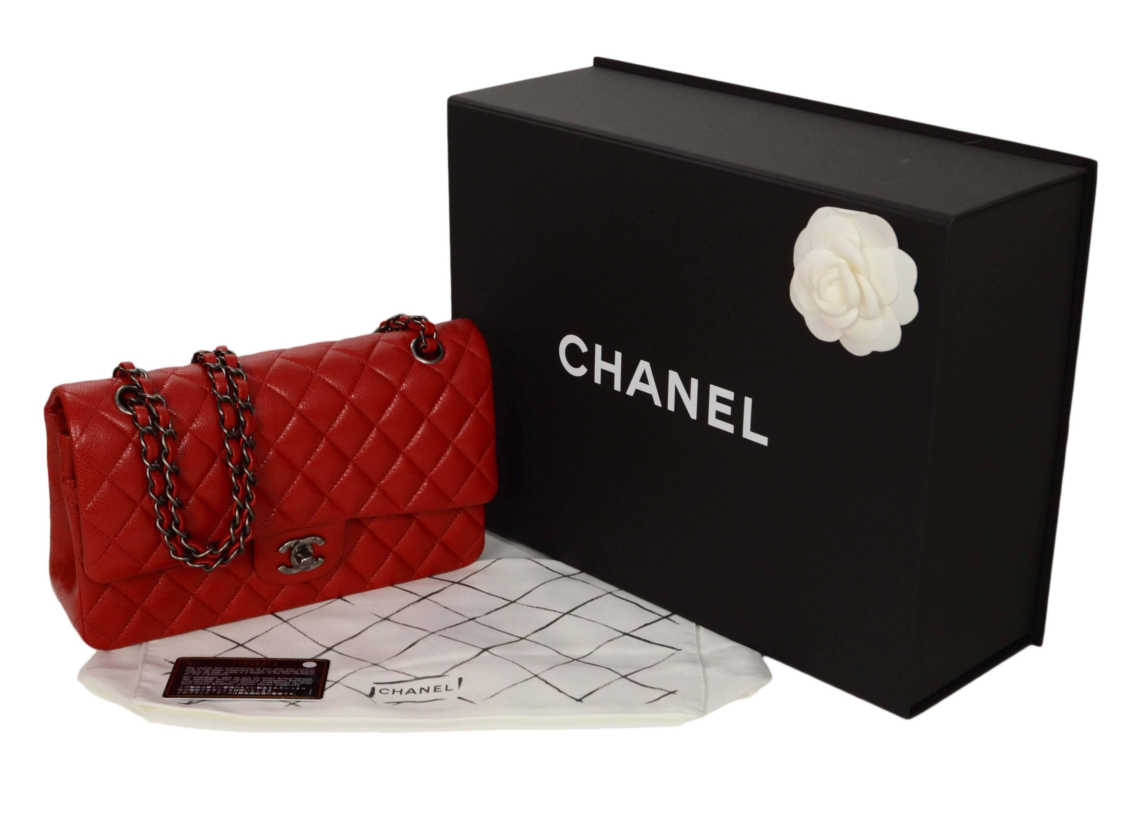 Chanel Red Caviar Medium Classic Double Flap Bag SHW 4
