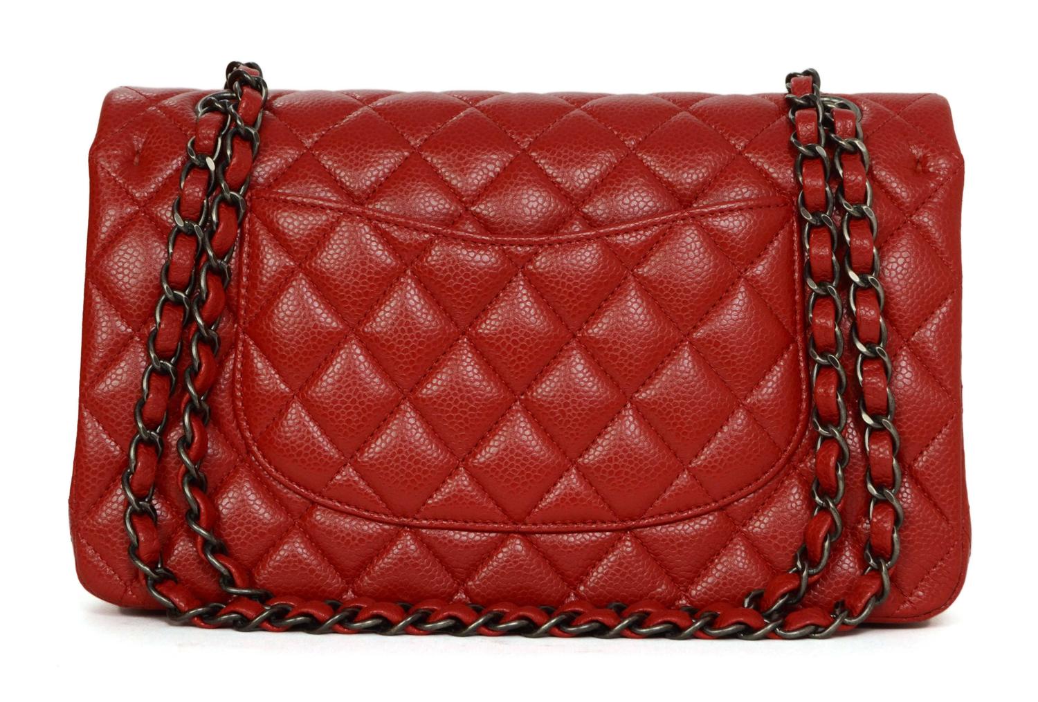 Chanel Red Caviar Medium Classic Double Flap Bag SHW at 1stdibs
