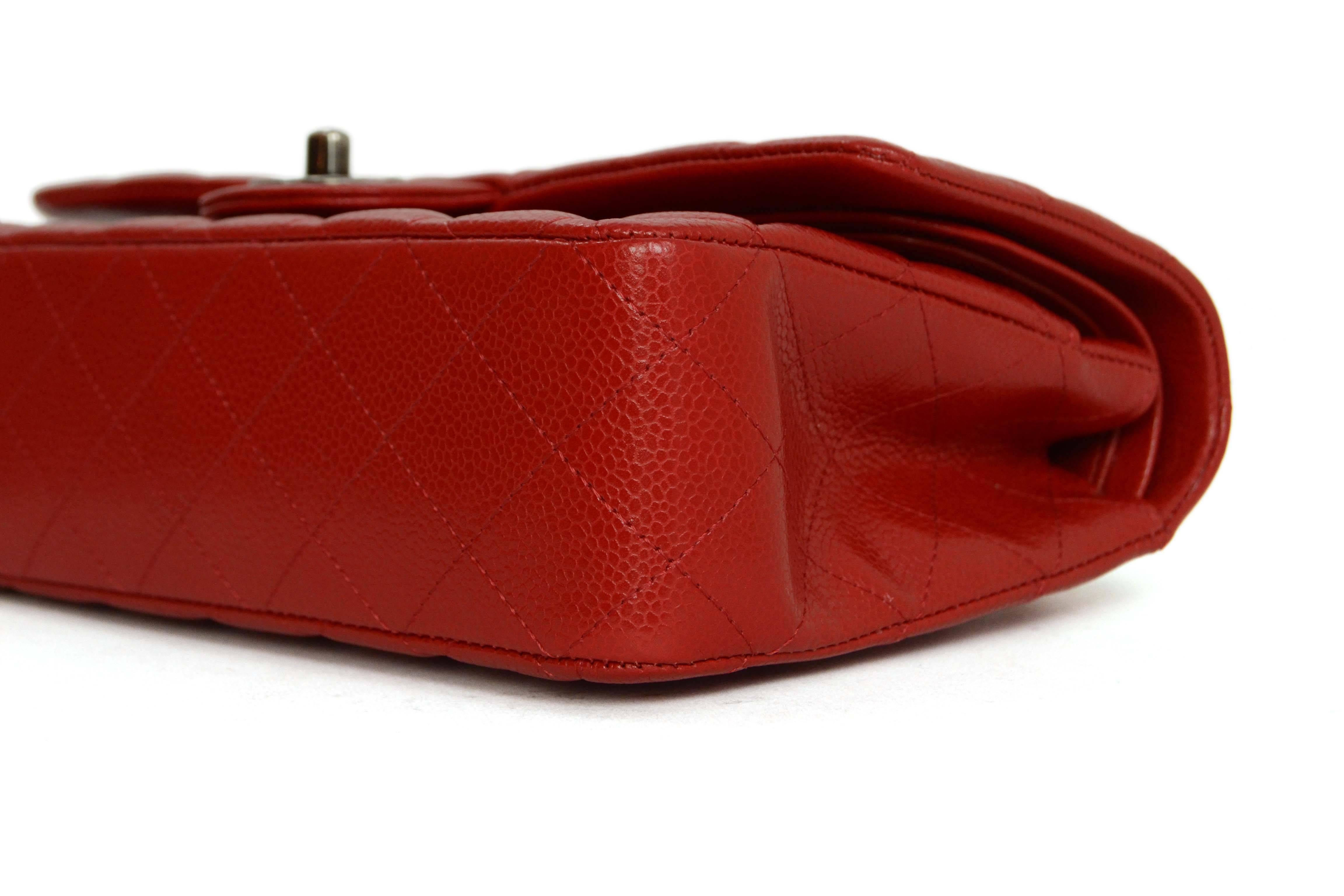 Women's Chanel Red Caviar Medium Classic Double Flap Bag SHW