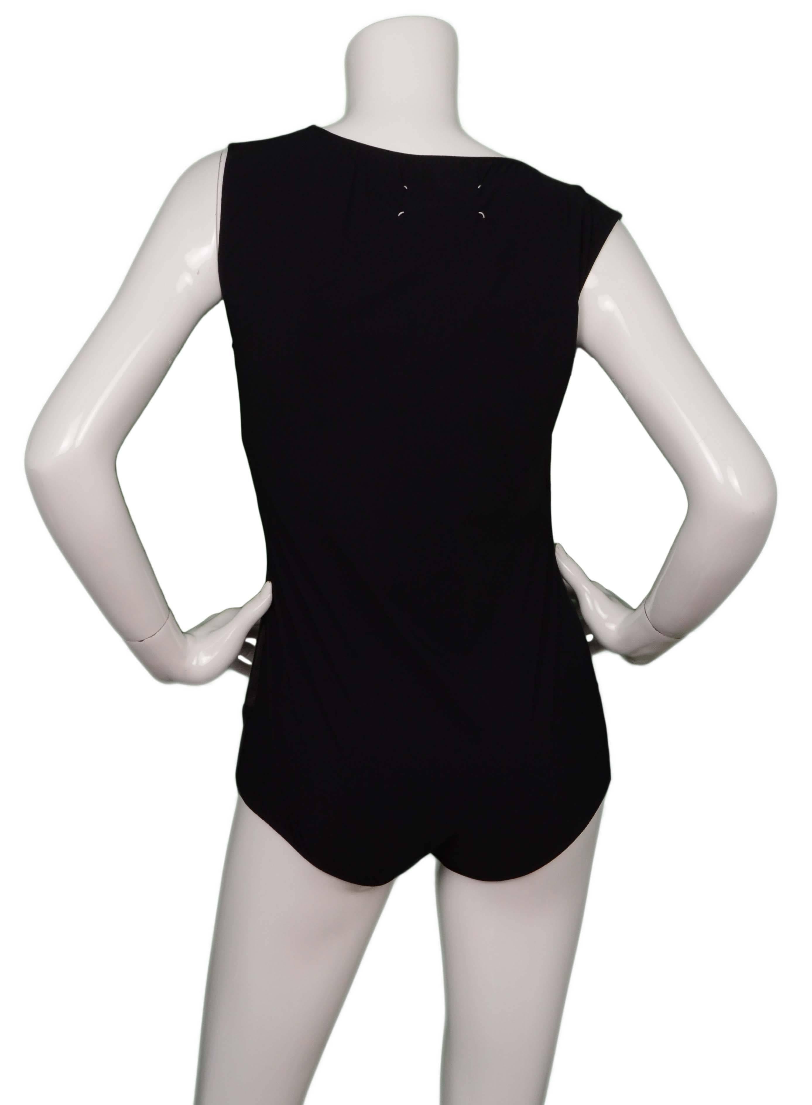 Maison Martin Margiela Black Leather Bodysuit sz 46 In Excellent Condition In New York, NY