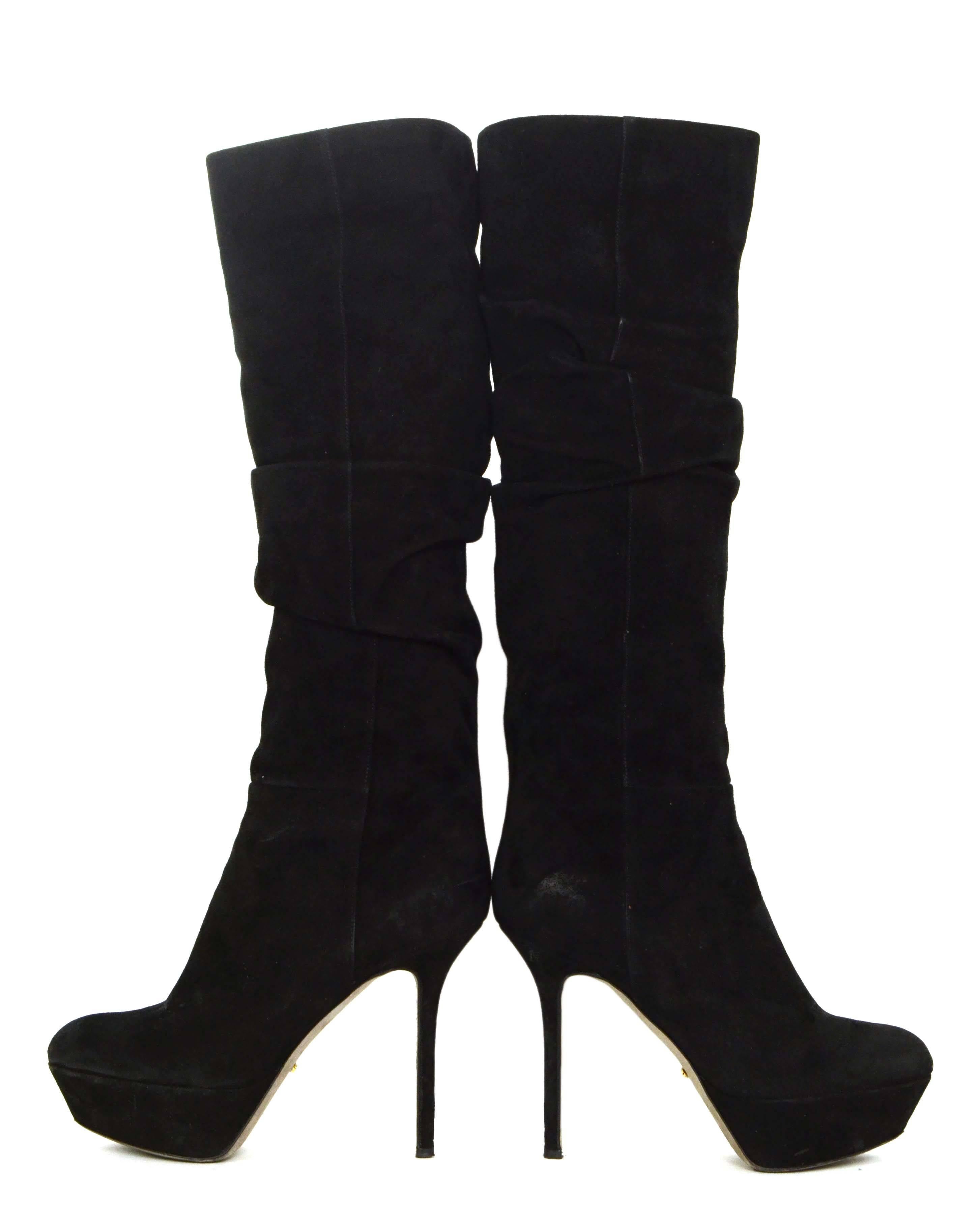 Sergio Rossi Black Suede Platform Boots sz 36.5 2